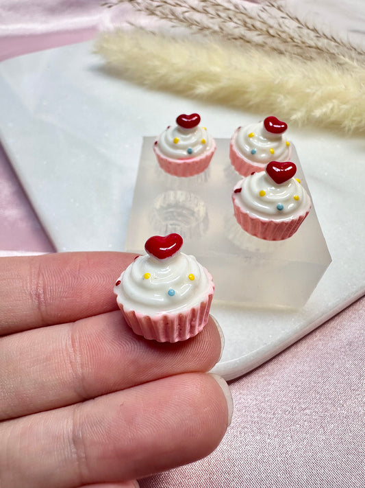 Clear Silicone Mold for Polymer Clay Resin mini Heart Cupcake Muffin Earring Mold