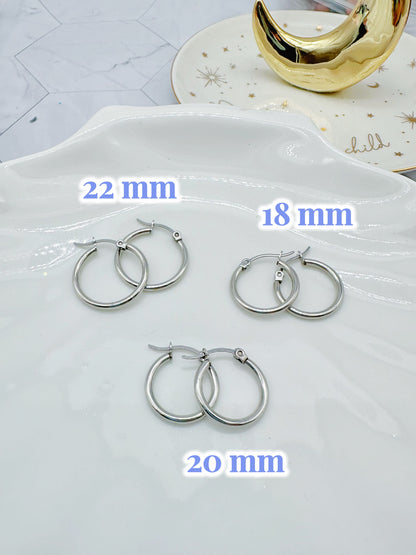 8 Pcs 18/20/22mm 316L Surgical Steel Hoop Earring Findings