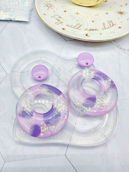 Large Pre-domed Retro Circle Dangle Earring Mold Clear Silicone Mold for Resin Jewellery