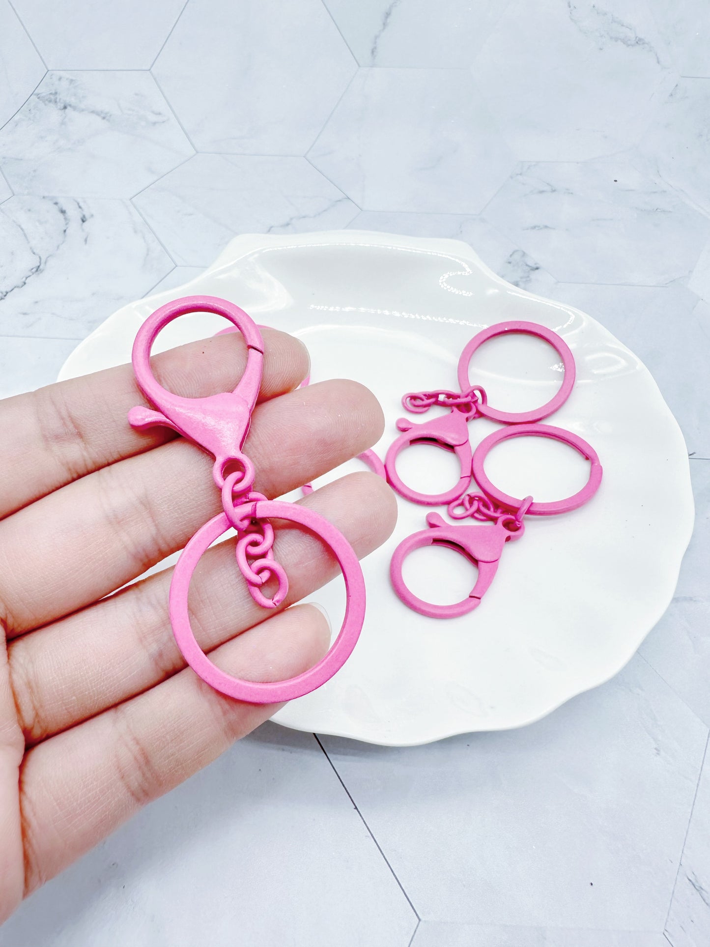 Pink Keychain Rings Lobster Clasp
