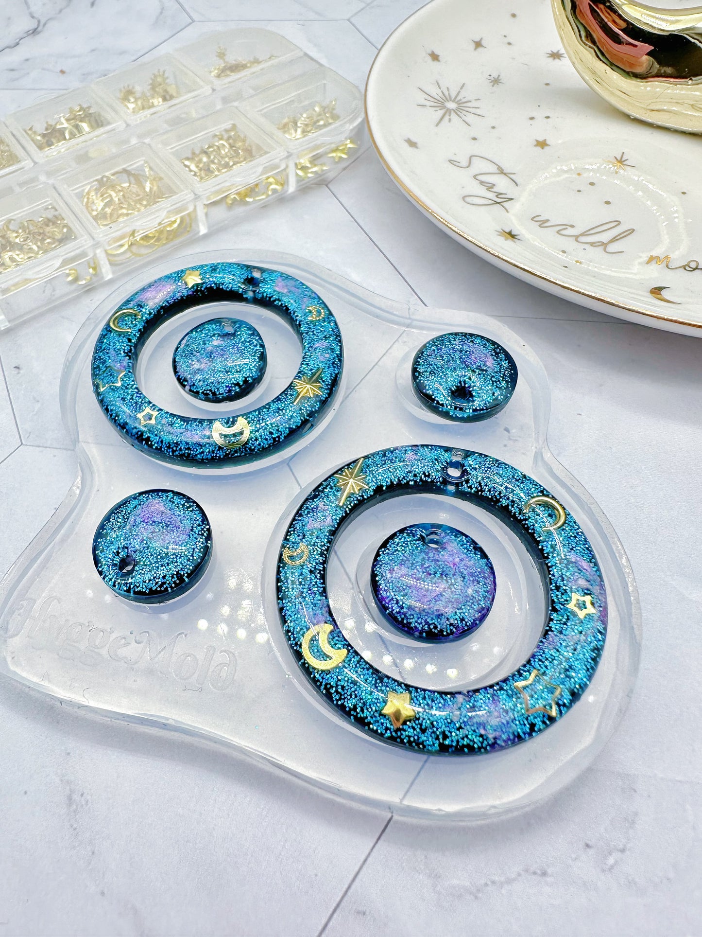 Nested Circle Dangle Earring Mold Statement Earring Silicone Mold