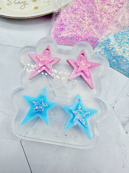 3cm Layered Wonky Star Silicone Mold for Resin Earrings Celestial