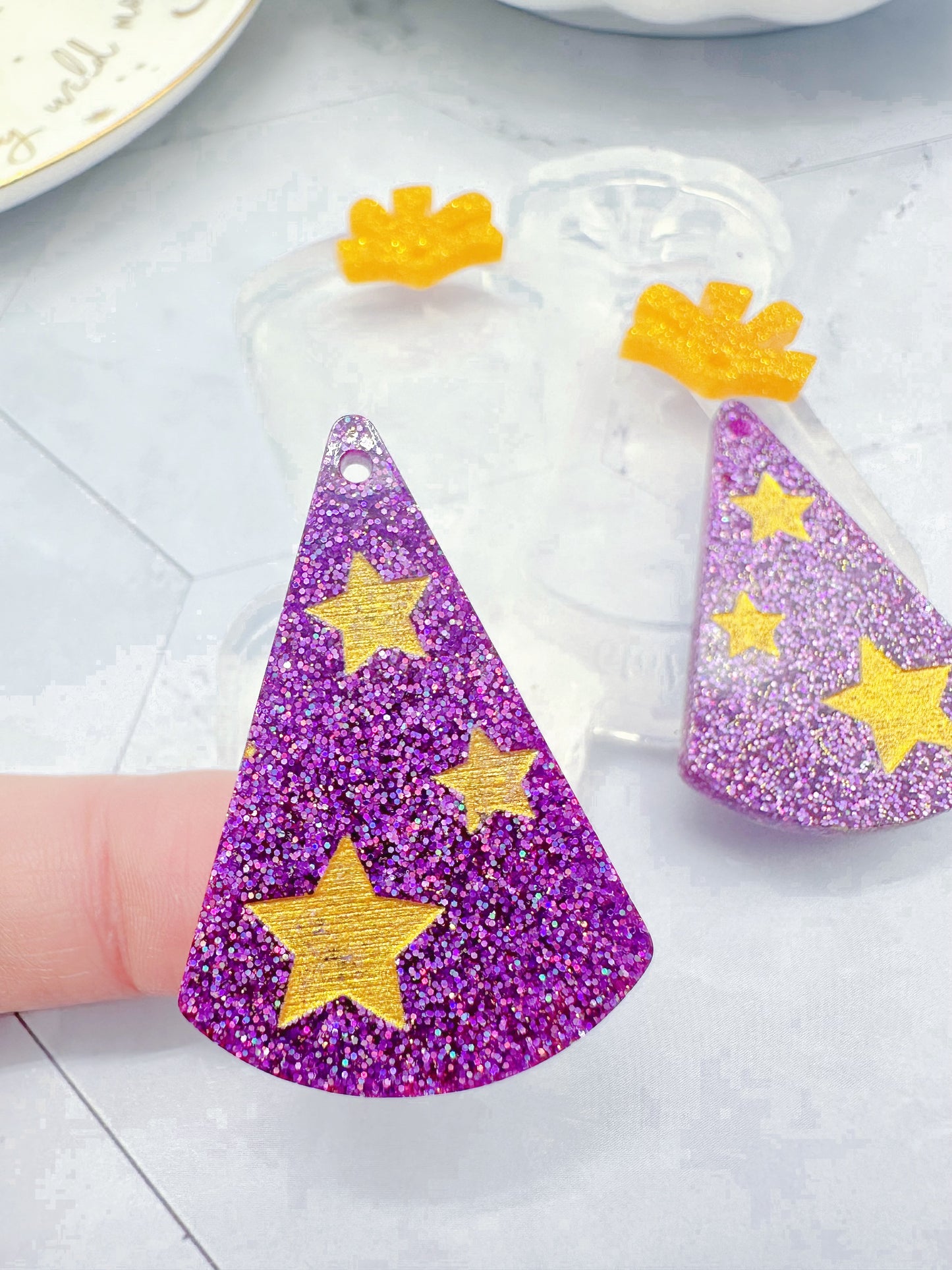 Party Hat Dangle Earring Mold Birthday Girl Silicone Mold for Resin Earrings