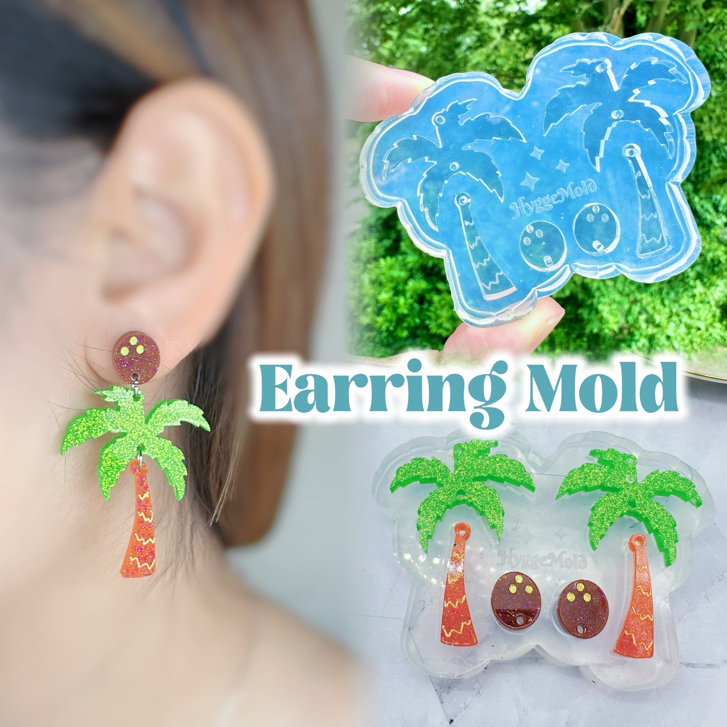 Coconut Palm Tree Dangle Earring Mold