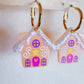 Gingerbread House with Predomed snow Dangly Charm Earring Mold