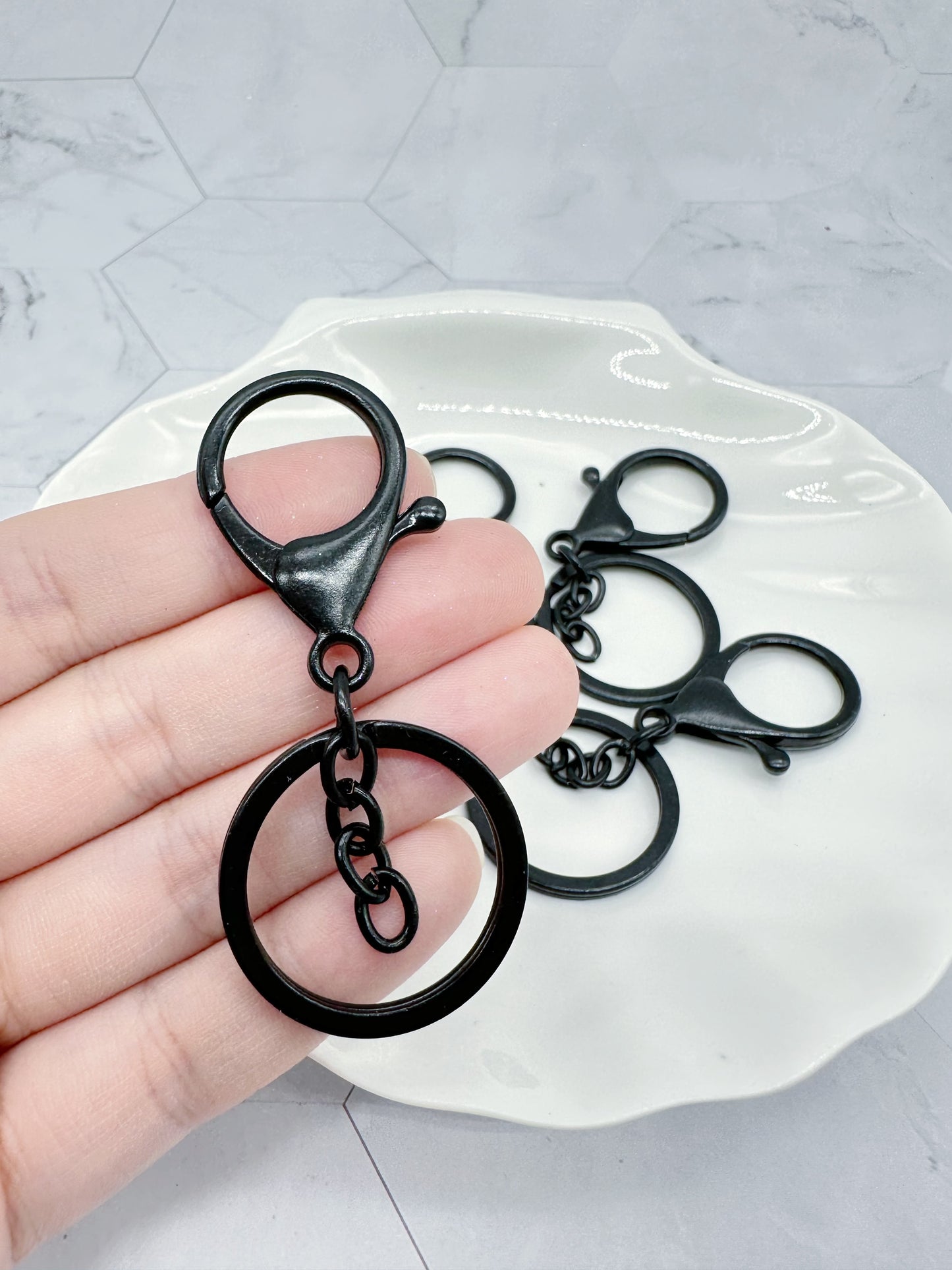 Black Keychain Rings Lobster Clasp