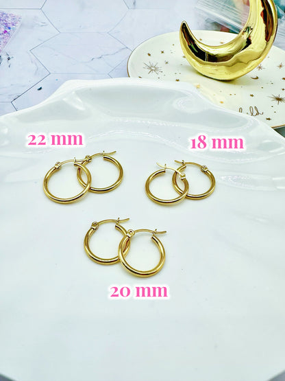 8 Pcs 18/20/22mm Gold 316L Surgical Steel Hoop Earring Findings