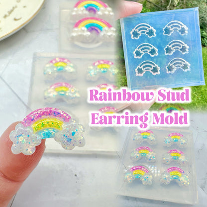 Mini 3D Rainbow and Cloud Stud Earring Mold