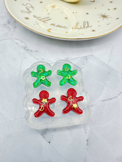 Mini Gingerbread Man Stud Earring Mold Christmas Winter