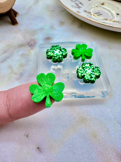 1.3 cm Mini Lucky Clover Shamrock Leaf Duo Stud Earring Mold