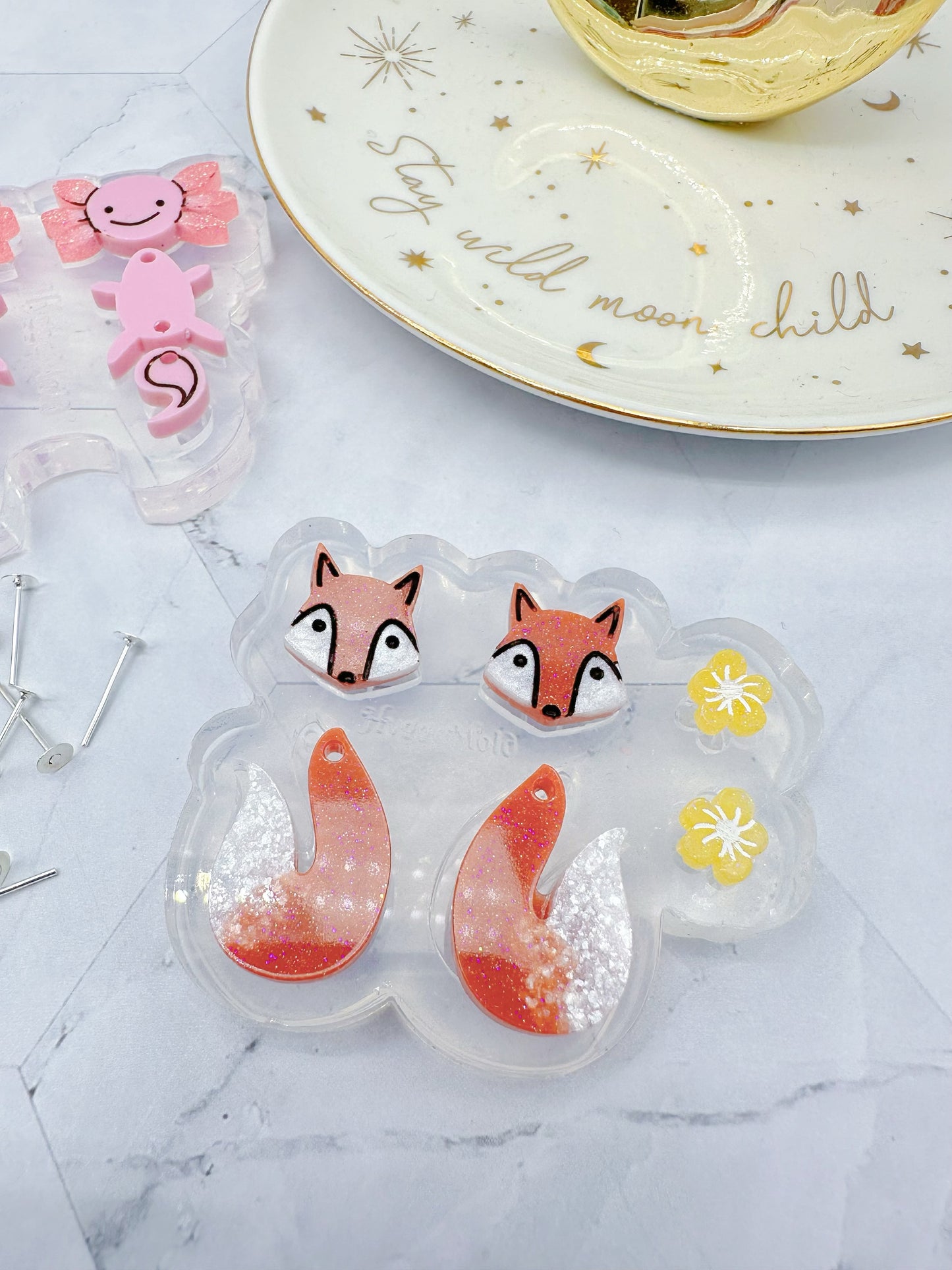 Fox Stud and Dangly Charm Earring Mold