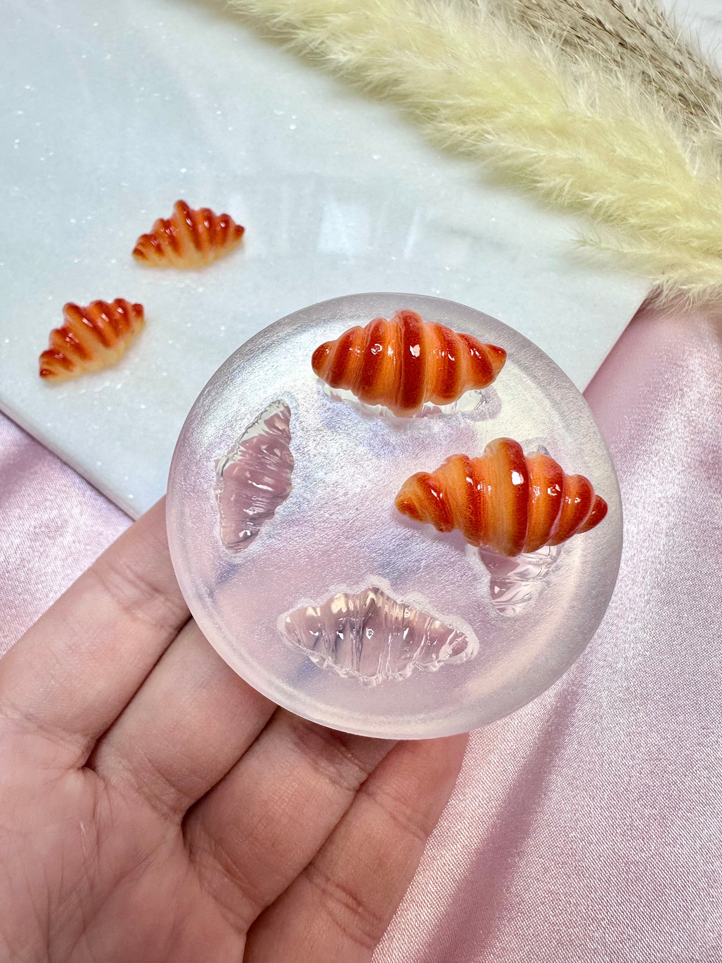 Clear Silicone Mold for Polymer Clay Resin Croissant Bread Earring Mold