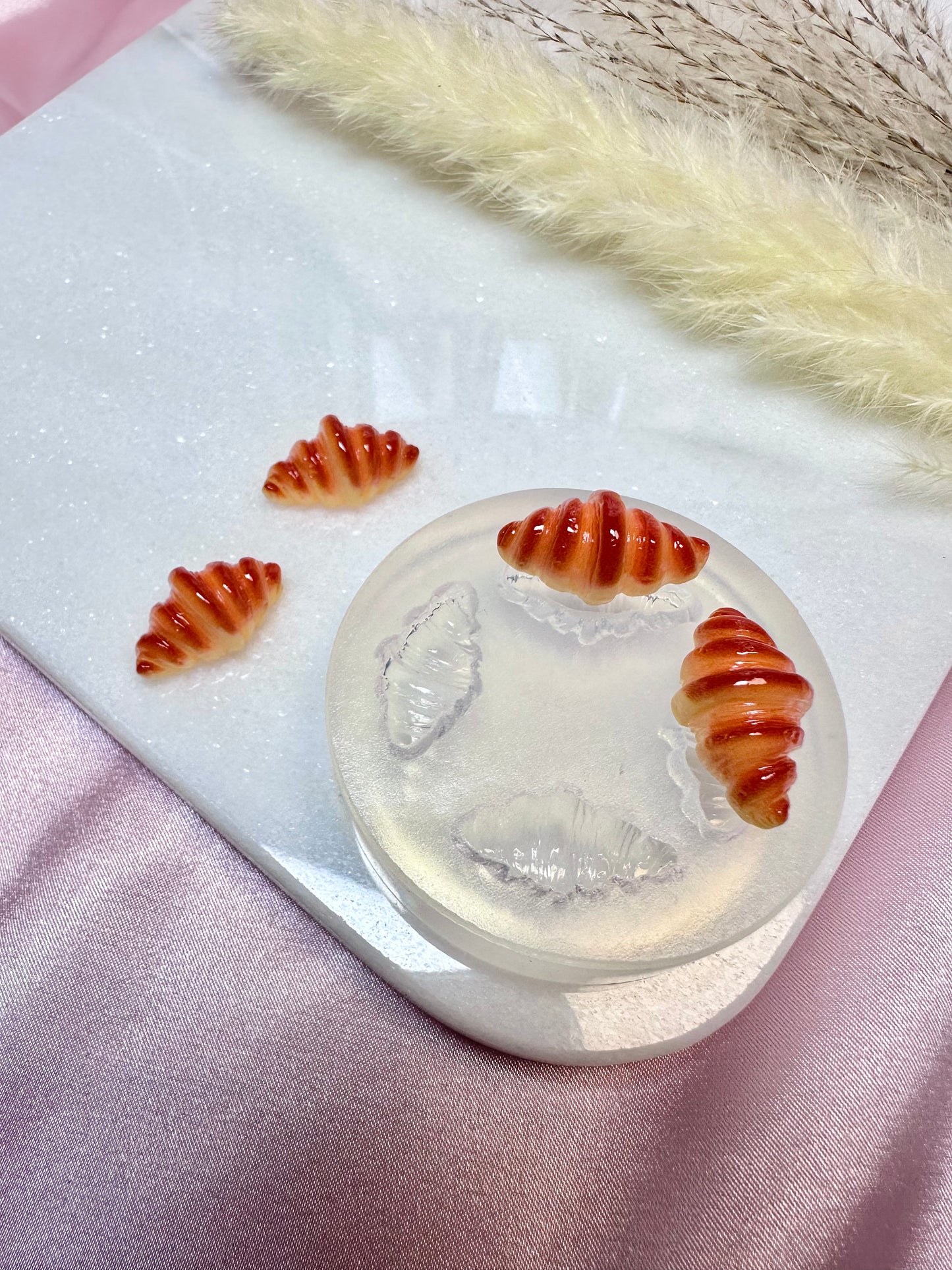 Clear Silicone Mold for Polymer Clay Resin Croissant Bread Earring Mold