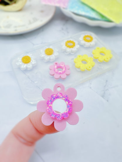 Flower Power layered Daisy Flower Dangle Drop Earring Mold