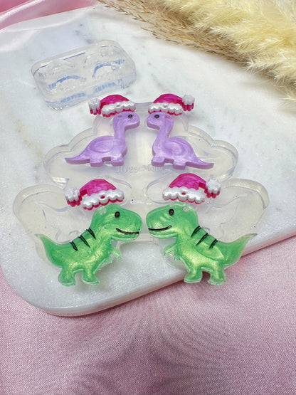 Christmas Santa Hat Dinosaurs Dangle Earring Mold Bundle