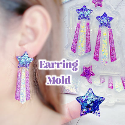 Pre-domed Shooting Star dangle earring mold space travel