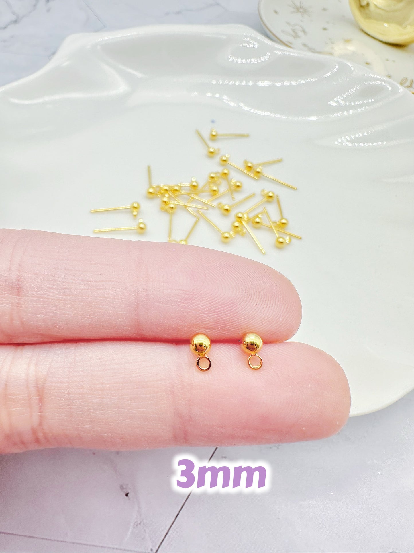 High Quality Gold-plated Ball Shape Earring Posts