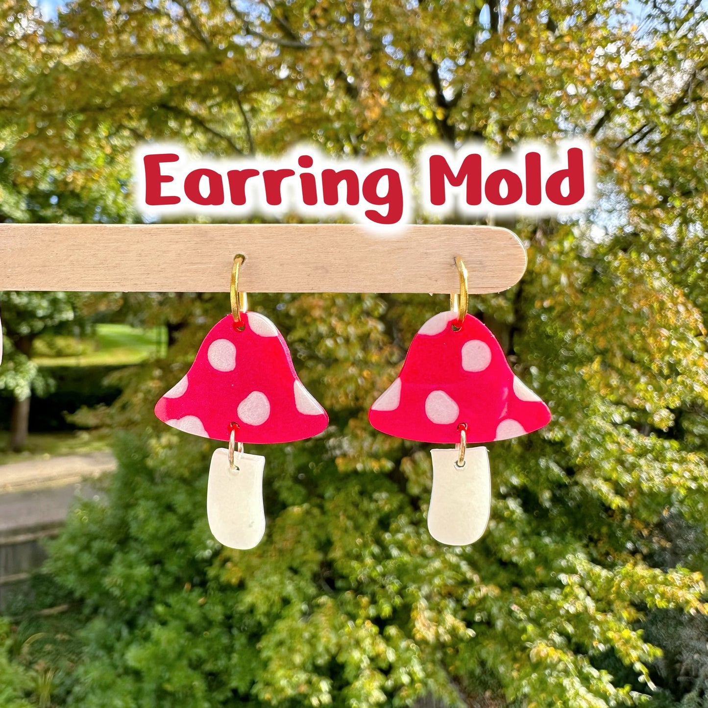 Small Engraved 2-part Mushroom Dangle Earring Mold