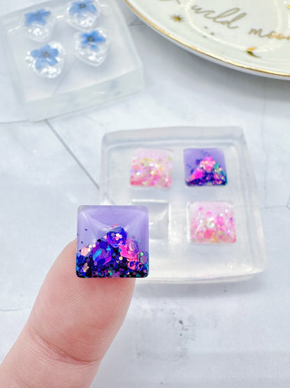 1 cm Dainty Domed Square Stud Earring Mold