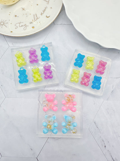 2.2 cm Mini Gummy Bear Dangle Earring Hoop Charm Mold 3D Silicone Mold for Resin