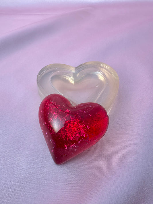 4cm Large Puffy Heart Silicone Mold for Resin Worry Stone Brooch Magnet