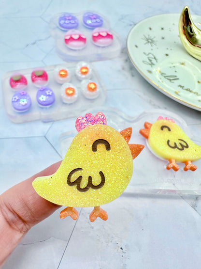 Layered Happy Chick Clear Silicone Mold for Resin Jewellery Brooch Earrings Keychain Earring Mold