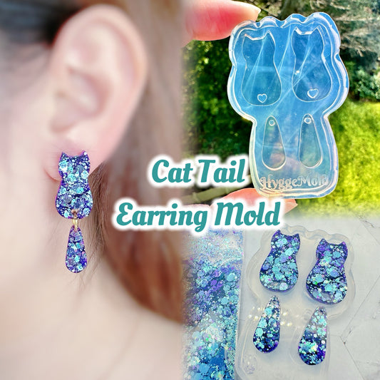 Swinging Cat Tail Earring Mold sitting cat silhouette silicone mould
