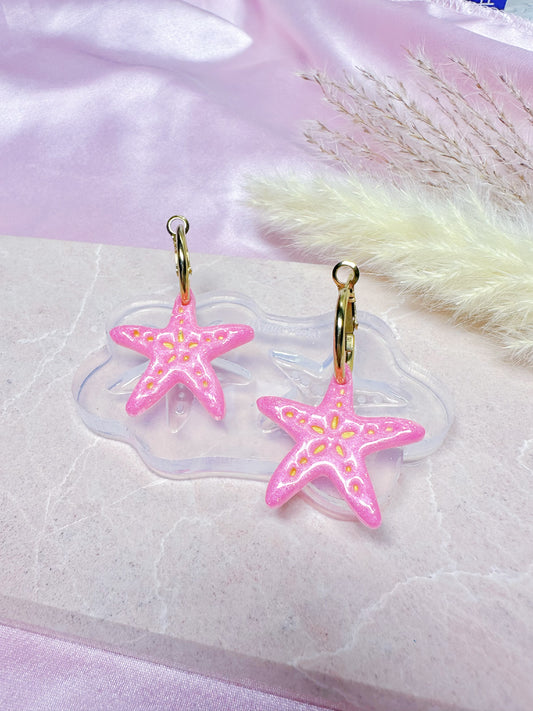 Domed Etched Starfish Dangle Earring Mold for Hoop Charms