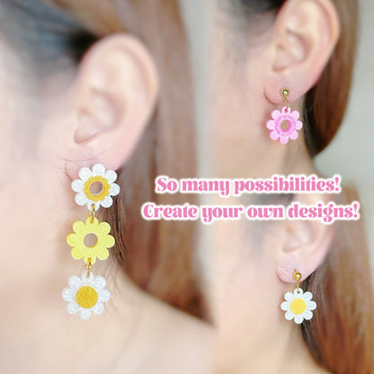 Flower Power layered Daisy Flower Dangle Drop Earring Mold