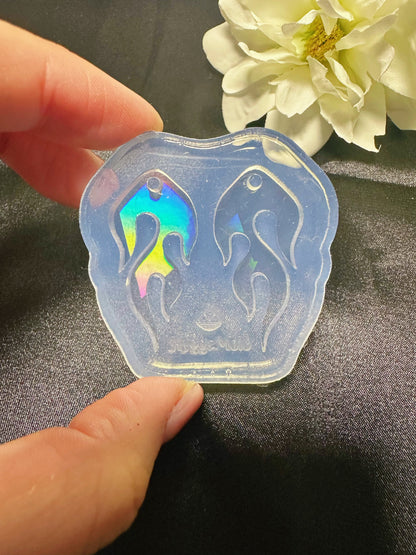 Holographic Flame Dangle Earring Mold for Hoop Charms