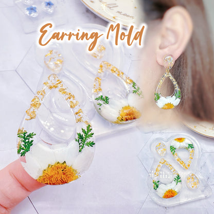 Large Pre-domed Retro Tear Drop Dangle Earring Mold Clear Silicone Mold for Resin Jewellery