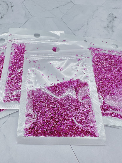 Fuchsia Pink Fine Crushed Glass 1-1.5 mm