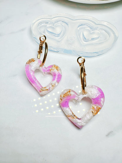 Predomed Asymmetric Open Heart Dangly Charm Hoop Earring Mold