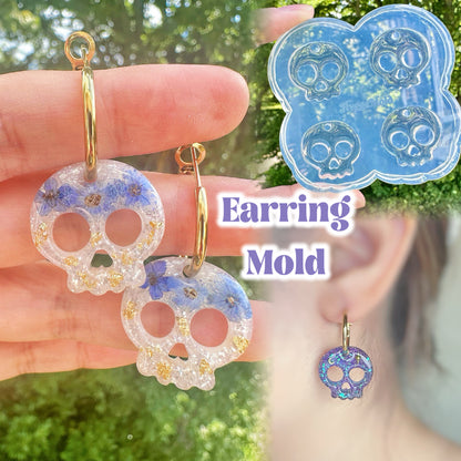 Small Predomed Cute Skull Dangly Charm Mold Dangle Earring Mold for Hoops and Hooks