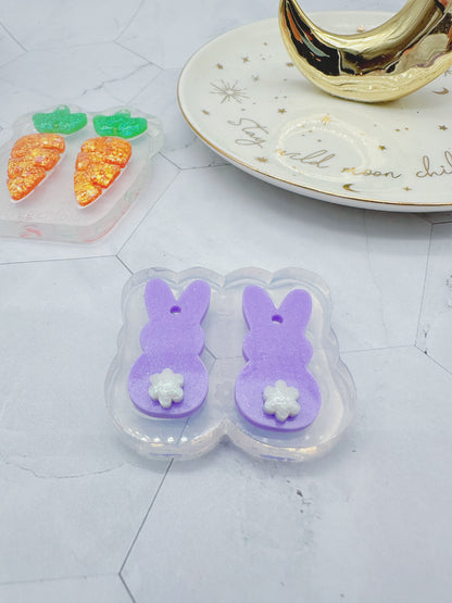 Cotton tail Bunny Dangle Hoop Earring Mold Easter Clear Silicone Mold for resin jewellery