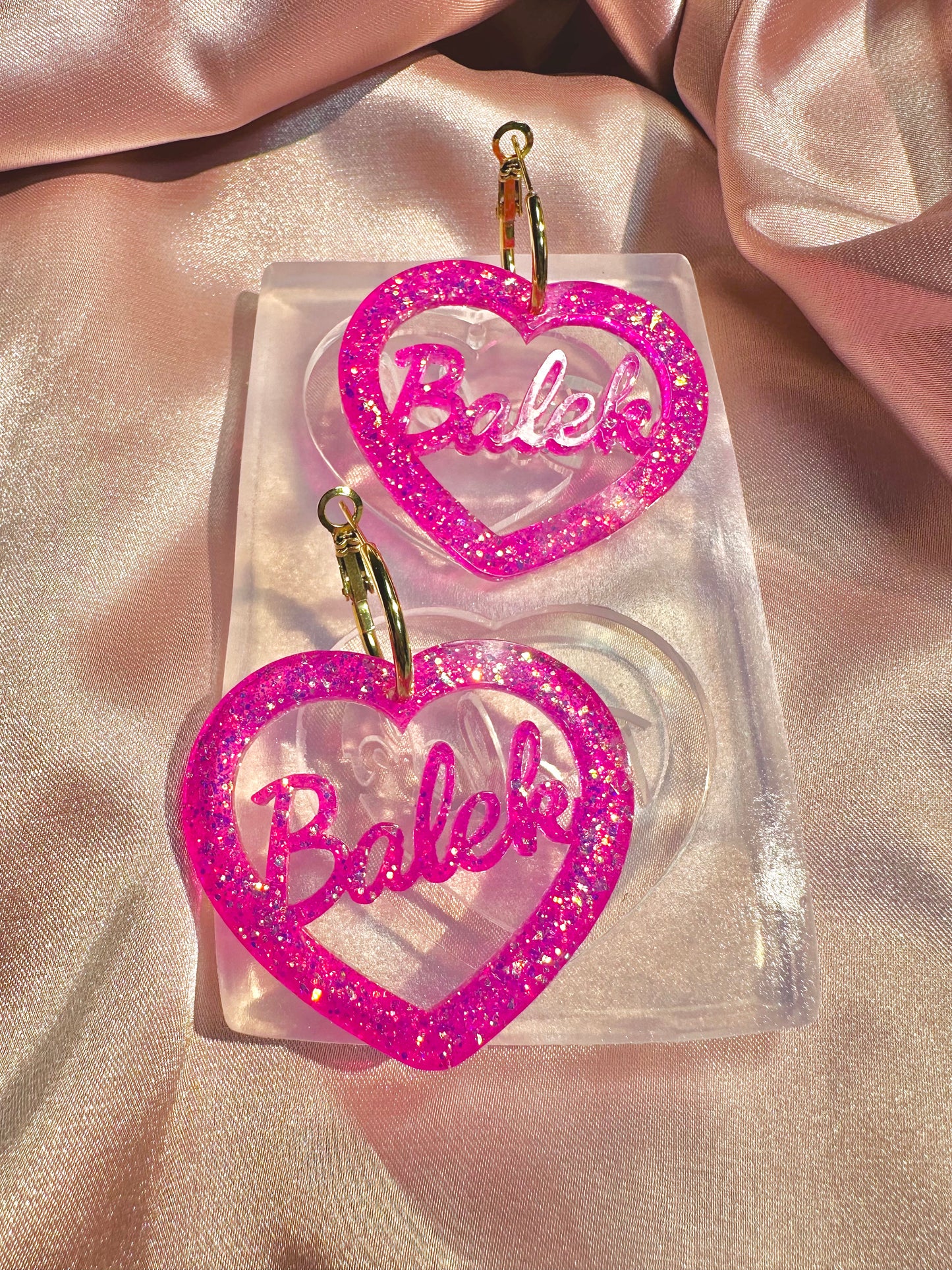 5cm French Balek Word Heart Slogan Earring Mold