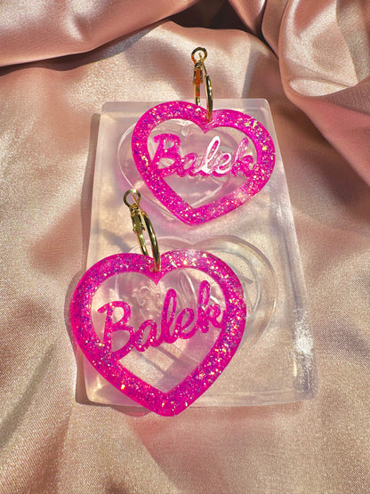 5cm French Balek Word Heart Slogan Earring Mold
