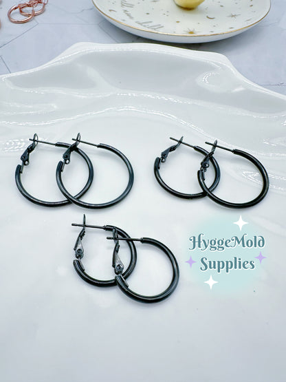 8 Pcs Stella Matte Black 316L Surgical Steel Hoop Earring Findings