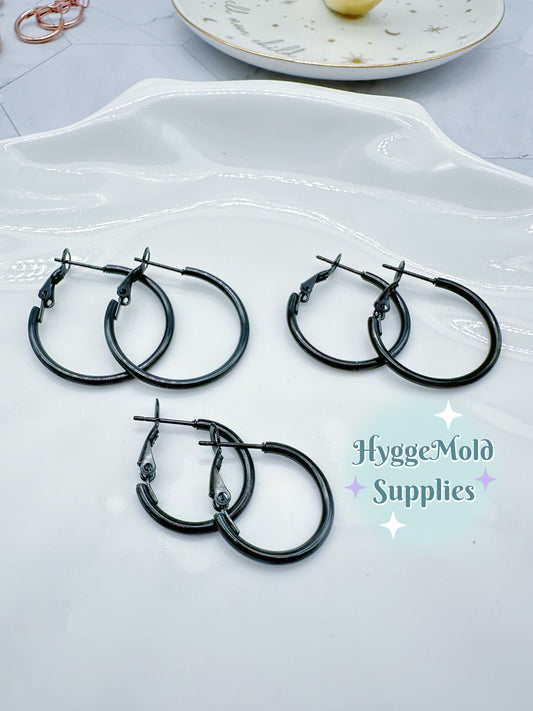 8 Pcs Matte Black 316L Surgical Steel Hoop Earring Findings