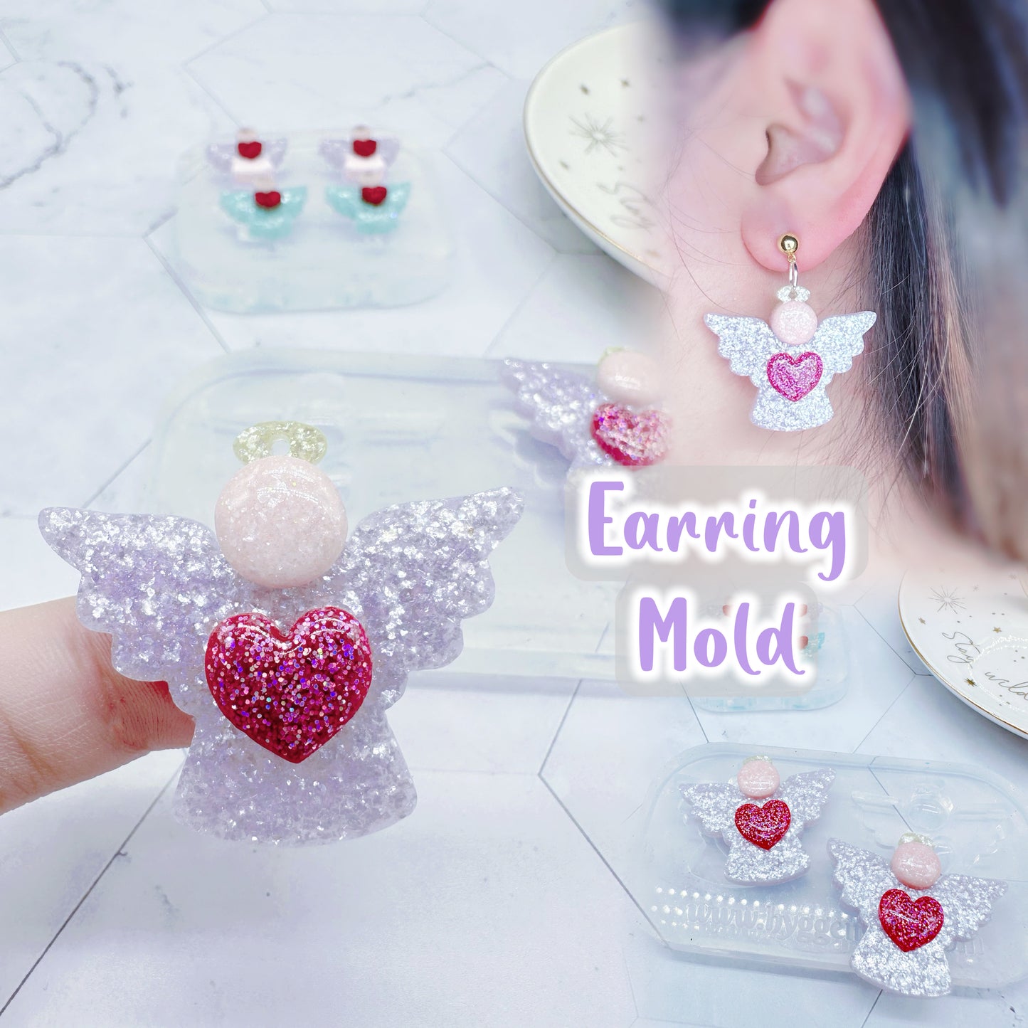 Cute Christmas Angel Dangle Earring Mold