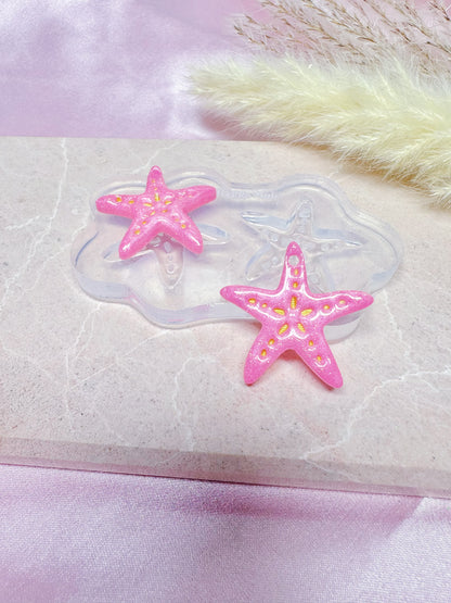 Domed Etched Starfish Dangle Earring Mold for Hoop Charms
