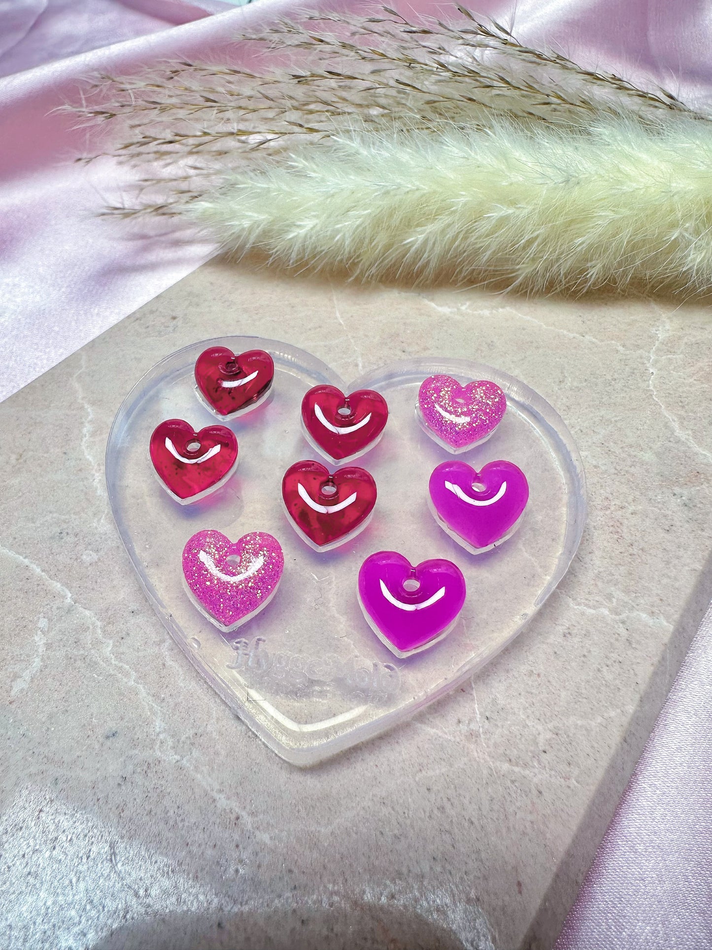 Tiny 1.2 cm Predomed Heart Dangle Earring Bracelet Necklace Charm Mold