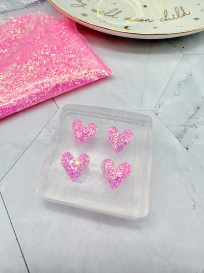 Dainty Mini Faceted Heart Stud Earring Cabochon Mold