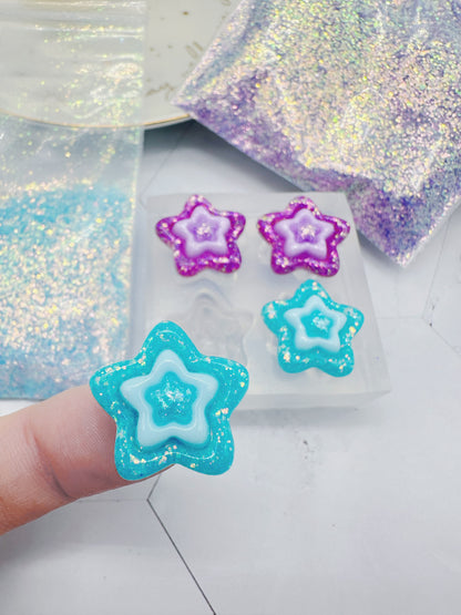 3D Triple Layer Puffy Star Stud Earrings Mold