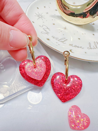 Stacked Predomed Heart Charm Hoop Earring Mold