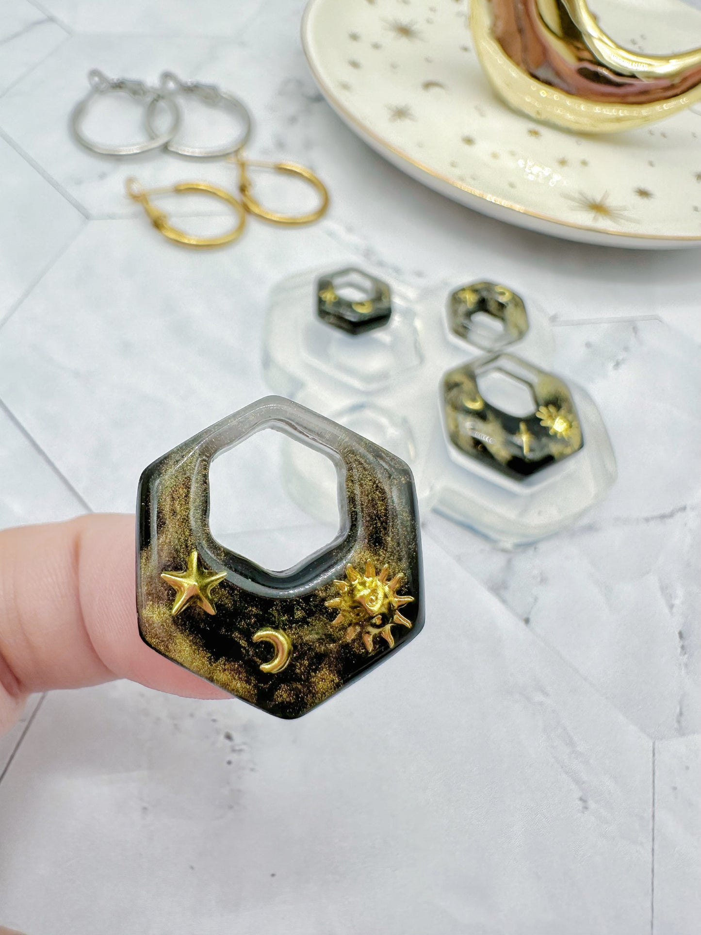 Predomed Hexagon Door Knocker Hoop Earring Mold