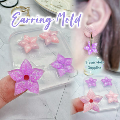 Pre domed Bauhinia Flower Five-petal Flower Hoop Charm Spinner Earring Mold