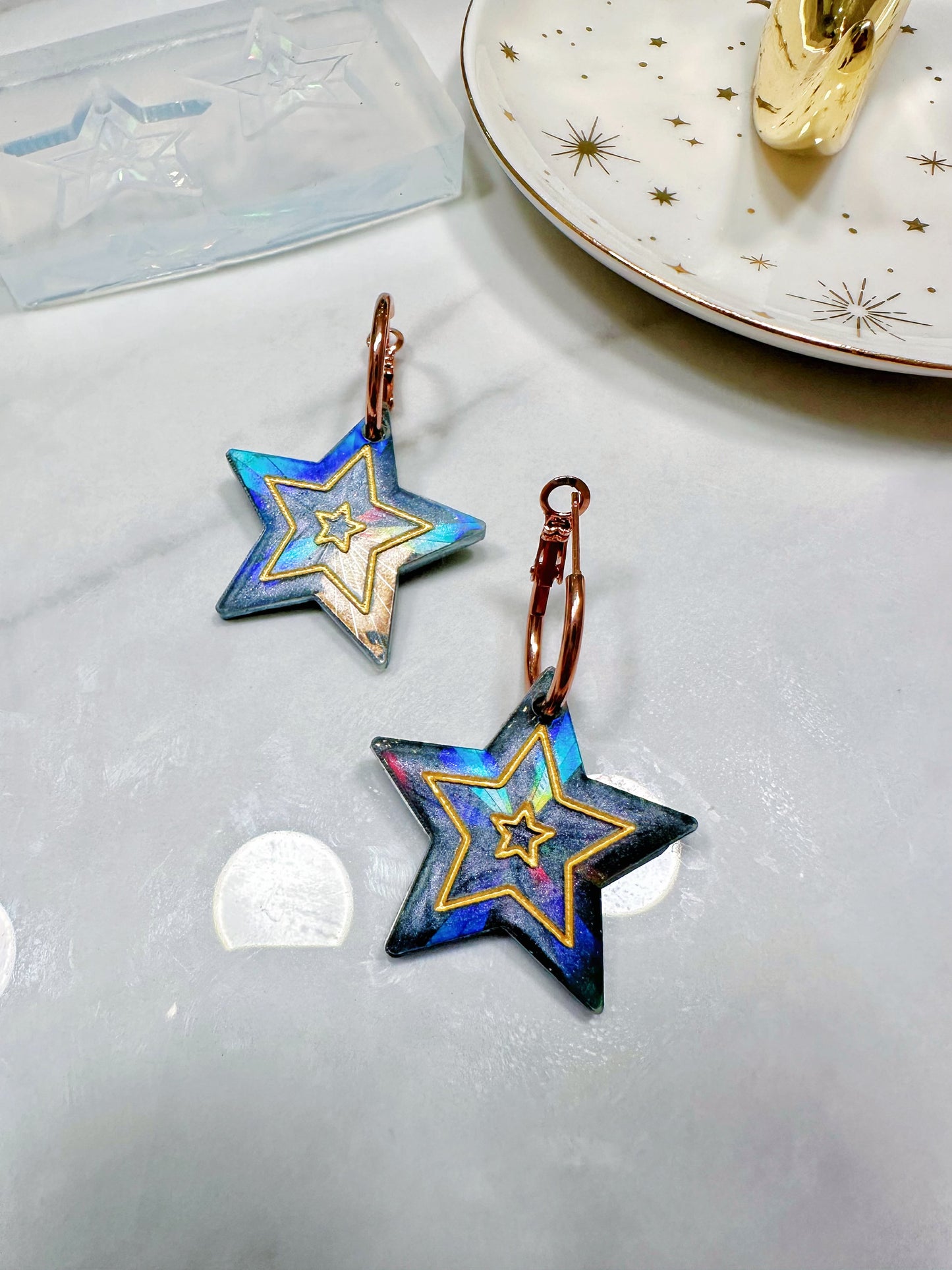 Holographic Starburst Dangle Earring Mold for Hoop Charms