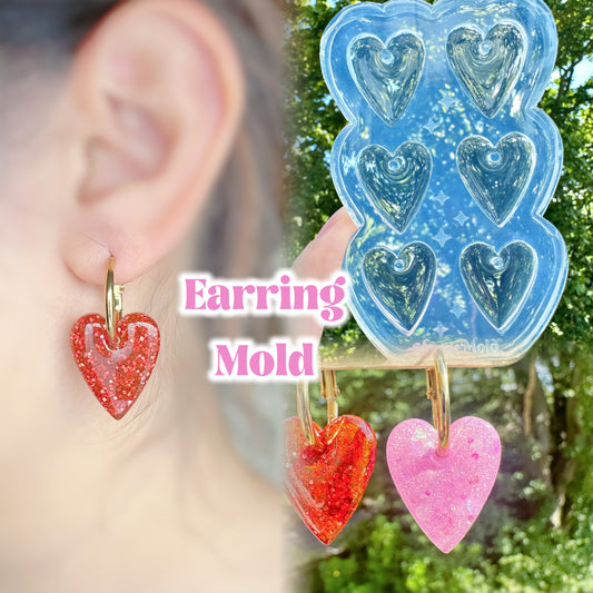 2.5 cm Small Pre Domed Pointy Heart Dangle Earring Mold