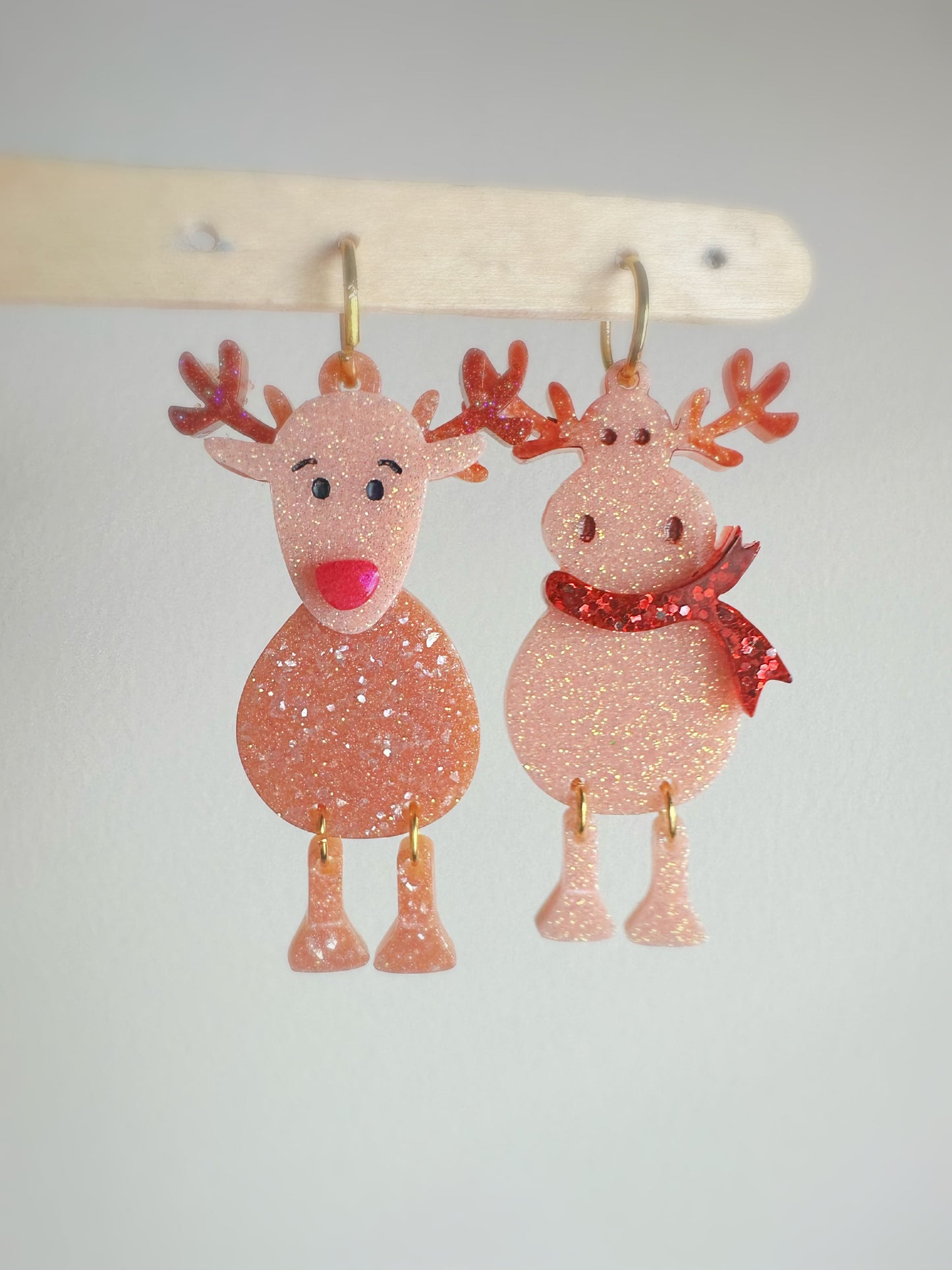 Layered Christmas Reindeer with Big Nose Dangle Earring Mold